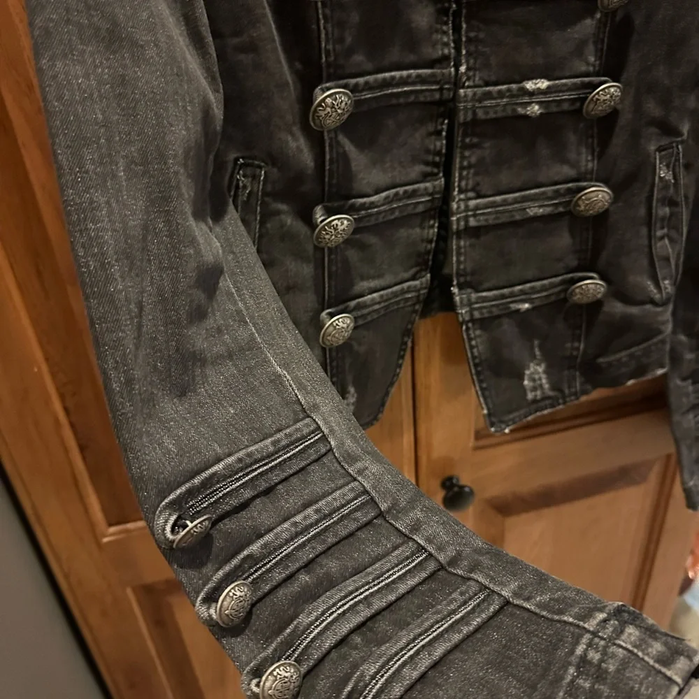 Free People Black Military Style Jacket- women’s size small - Picture 2 of 3